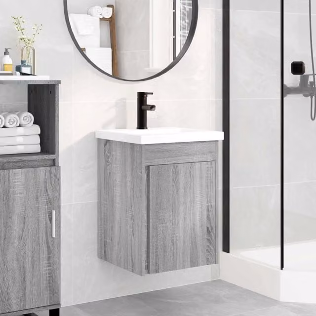 Mobile bagno moderno vidaXL grigio con rubinetto L/P/H: 42 x 40 x 74,5 cm – 1