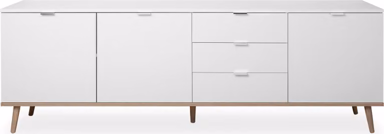 Calicosy - Credenza Bassa 3 Porte 2 Ripiani 3 Cassetti L200 cm - Copenhague