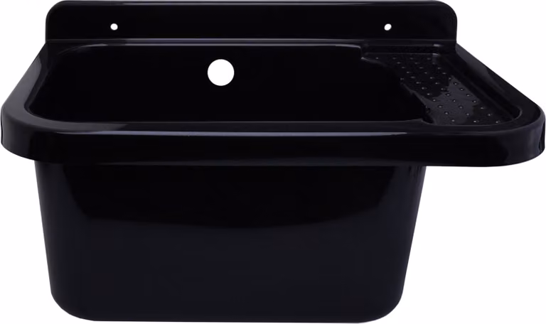 ADGO® Lavabo per lavanderia e garage nero 50x34x21 cm