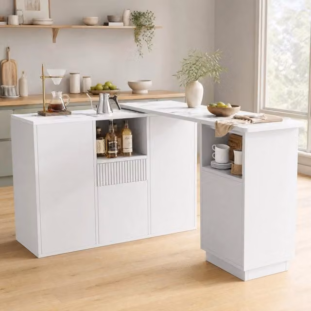isola cucina 210 x 30 x 100,9 cm bianco – girevole