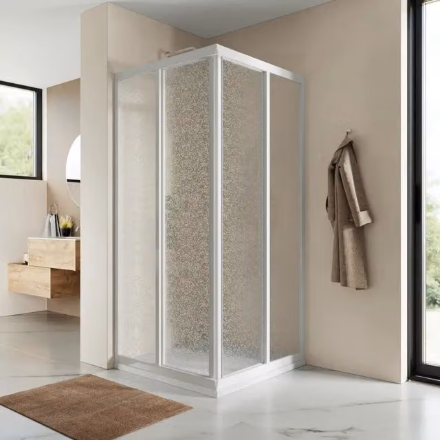 Box doccia apertura angolare 70x70 cm profili in pvc e pannello acrilico 1,8mm h190cm