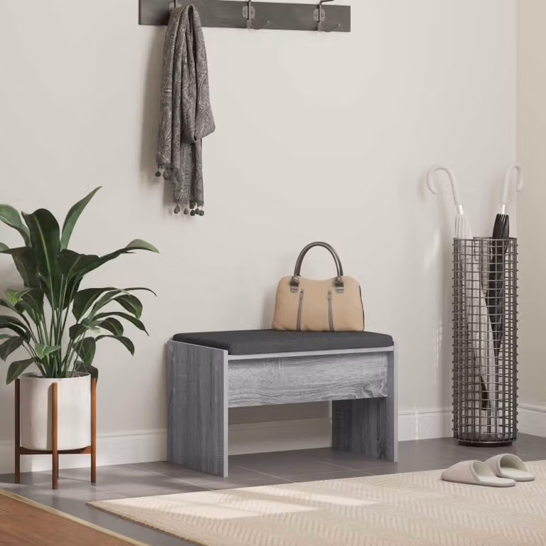 Panca per ingresso con cuscino vidaXL Grigio, L: 63 cm, P: 38 cm, H: 40 cm