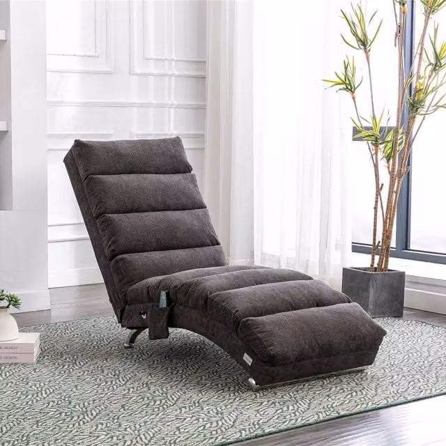 Lettino da massaggio REDOM in tessuto grigio con design ergonomico L/P/H: 151 x 55 x 84 cm