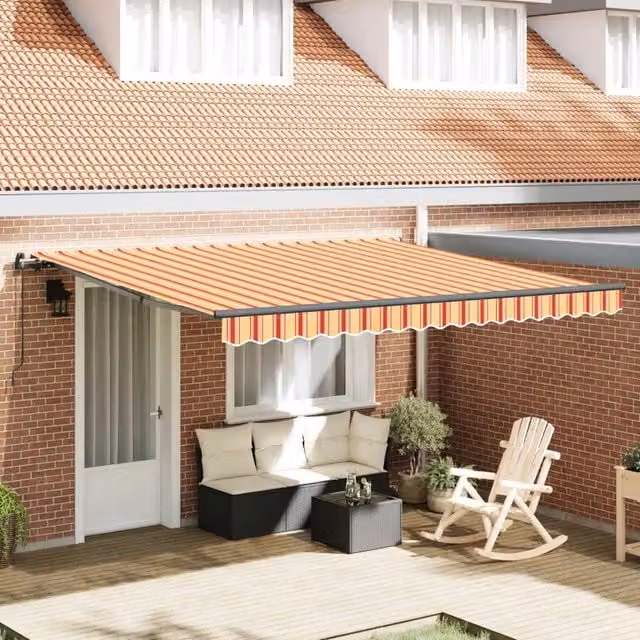 Tenda retrattile vidaXL in poliestere e alluminio, Giallo e Arancione, L: 400 cm, P: 300 cm – 1