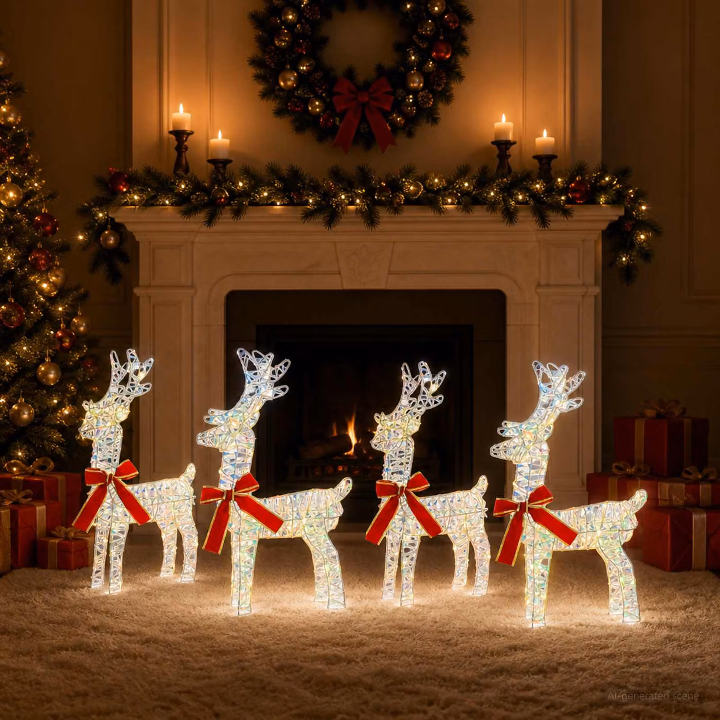 vidaXL Renna di Natale 4 pz 160 LED Bianco caldo 33 x 12 x 55 cm