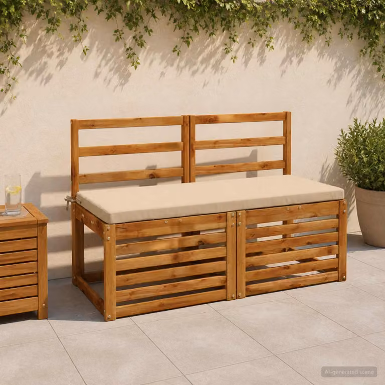 Set di 2 cuscini per panchina vidaXL in poliestere beige con fodera rimovibile e resistente ai raggi UV