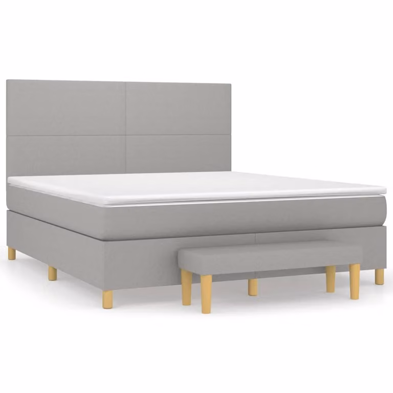 Giroletto a Molle con Materasso Grigio Chiaro160x200 cm Tessuto