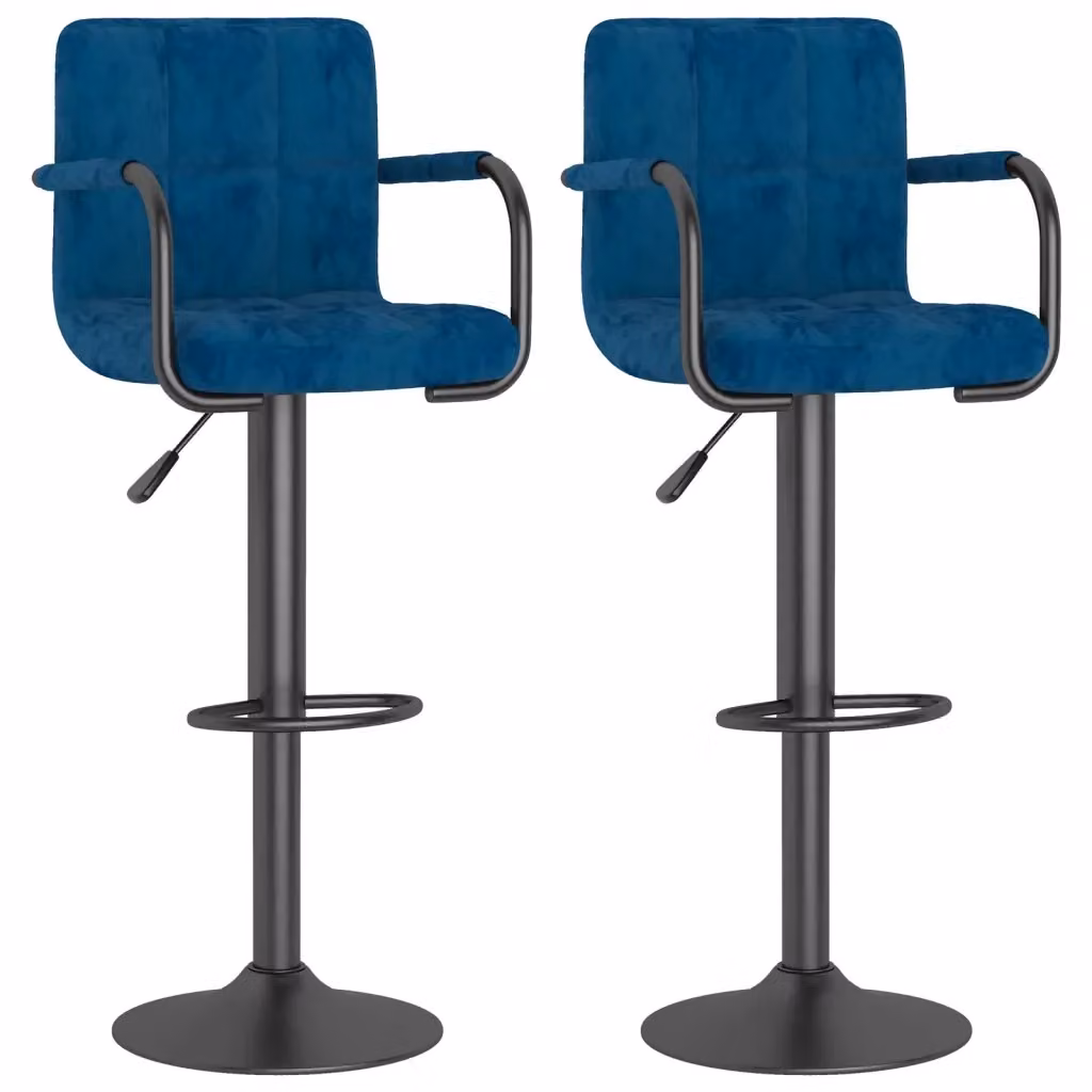 Set di 2 sgabelli da bar vidaXL in velluto blu con base girevole a 360 gradi – 2