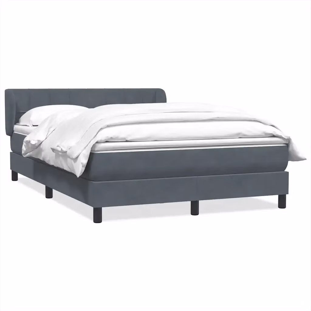 Letto a molle con materasso ibrido vidaXL in velluto grigio e bianco L: 163 cm, P: 213 cm, H: 88 cm – 2