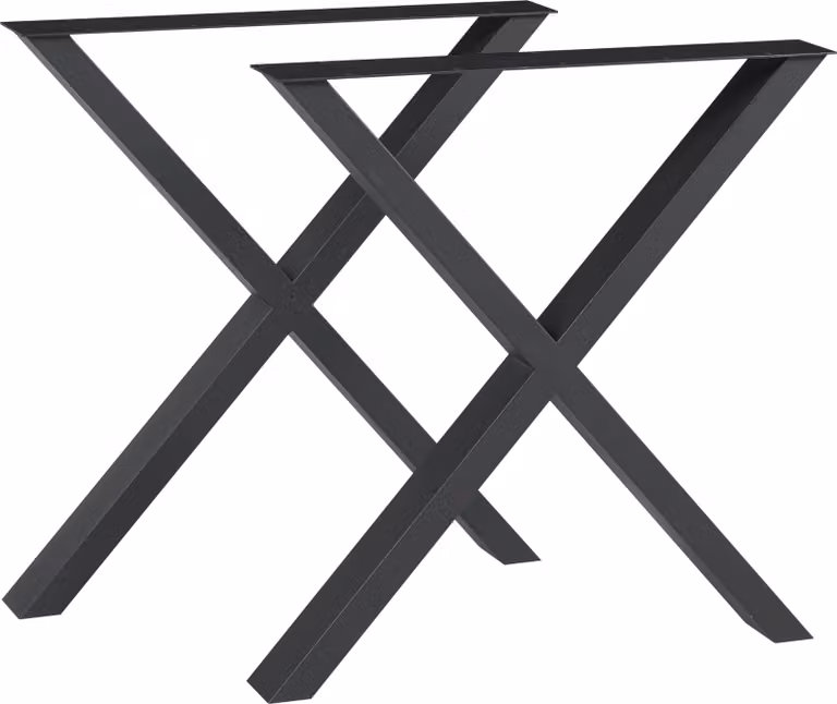 Set di 2 telai da tavolo 'Greith' per tavolo da pranzo scrivania a X in acciaio 72 x 79 cm nero