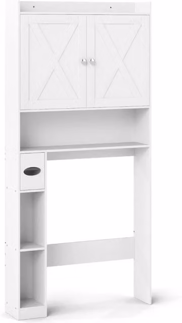 Mobile contenitore sopra il WC Design Mania Bianco con doppie ante e ripiani interni per bagno e lavanderia L/P/H: 81.5 x 172.5 x 19.5 cm