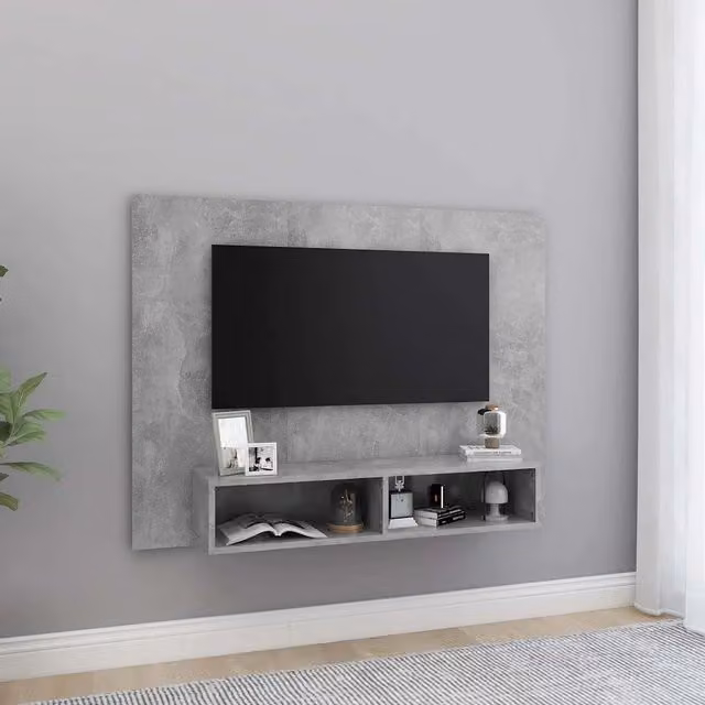 Mobile TV a Muro Grigio Cemento 120x23,5x90cm Legno Multistrato