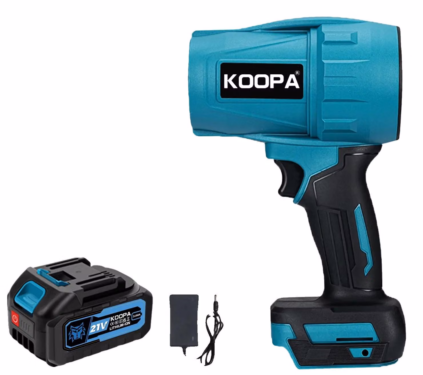 Soffiatore elettrico, motore brushless, elevata velocità di getto d'aria, 1 batteria