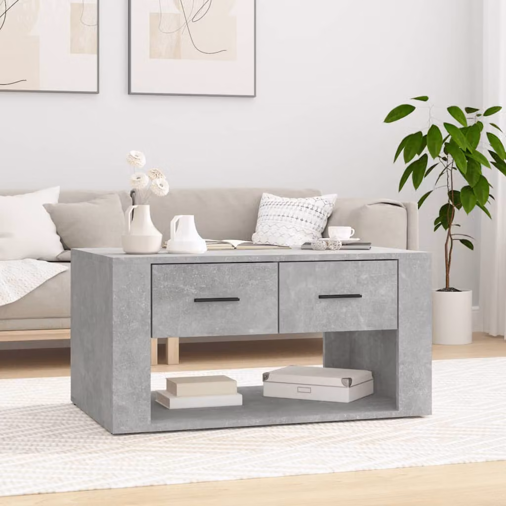 vidaXL Tavolino da Salotto Moderno Grigio in Legno e Composito L: 80 cm, P: 50 cm, H: 40 cm