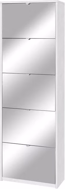 Scarpiera 5 Ante con Specchio 63x190x29 cm Ossido Bianco