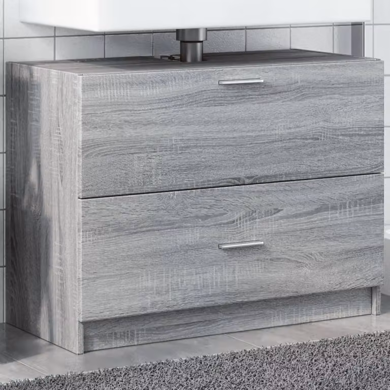 Mobile Lavabo vidaXL Grigio Sonoma per Bagno con Ante a Cerniera, L: 78 cm, P: 37 cm, H: 59 cm