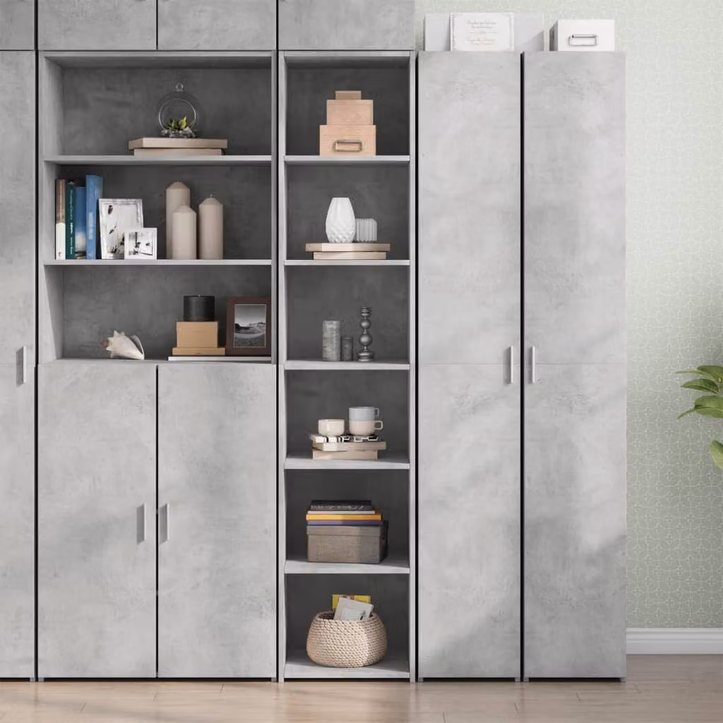 Credenza moderna vidaXL in legno e MDF grigio opaco con ante a battente e ripiani interni, sospesa a parete, L 40 cm x P 41 cm x H 185 cm