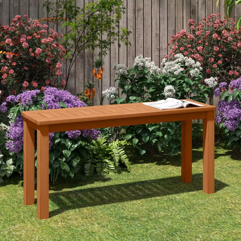Panchina da esterno Costway in legno di teak marrone con sedile a listoni per giardino e patio