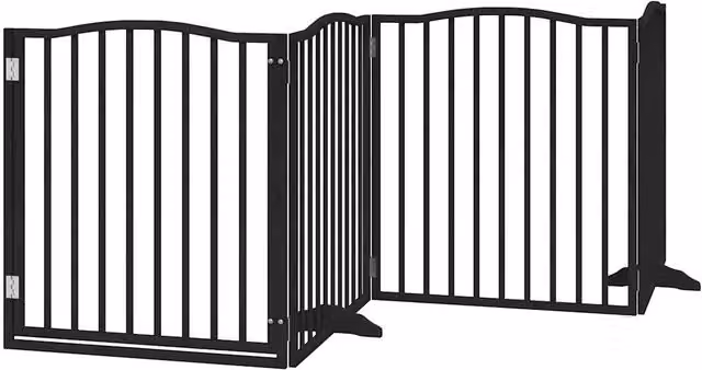 Cancelletto di sicurezza per cani e animali domestici porta in legno di pioppo nero a 4 pannelli 02_0023351