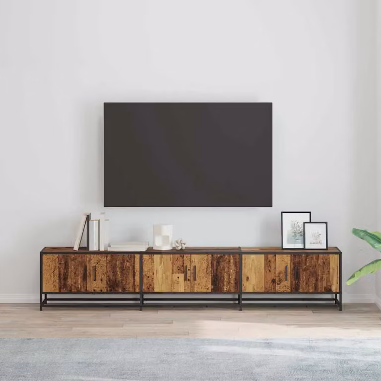 Unità TV moderna vidaXL in legno e metallo marrone L: 210 cm, P: 35 cm, H: 41 cm