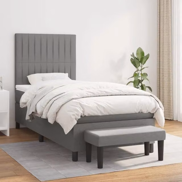 Letto Ibrido con Giroletto a Molle e Materasso vidaXL, Grigio e Bianco, L/P/H: 90 x 200 x 23 cm – 1