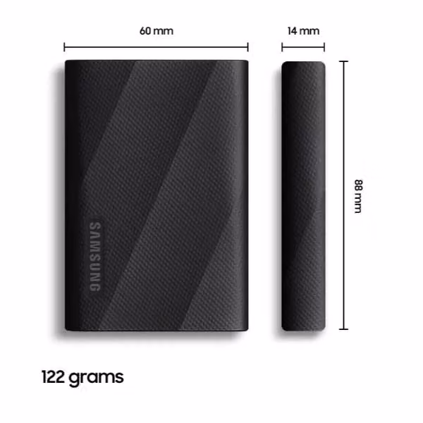 Samsung Portable SSD T9 USB 3.2 con capacità da 1 TB, colore nero, con connettività USB-C e USB-A – 2