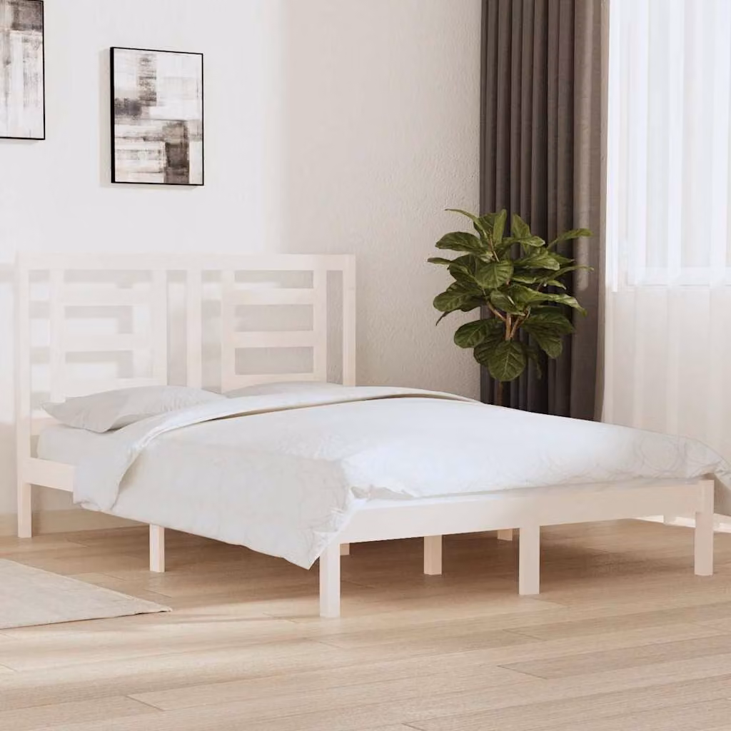 vidaXL Giroletto senza Materasso in Legno Massello di Pino Bianco L/P/H: 200 x 140 x 145,5 cm – 1