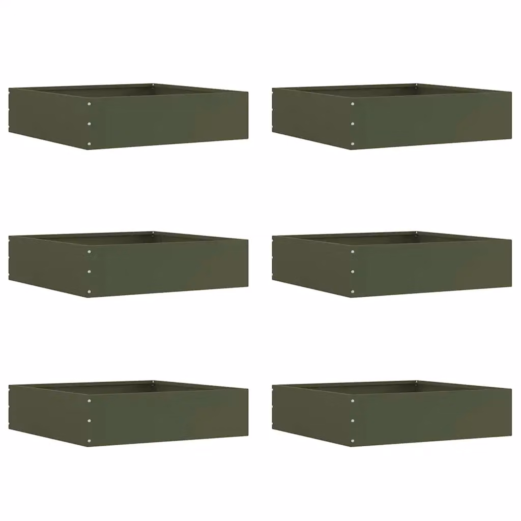 Set di 6 bordure per prato vidaXL in acciaio colore verde oliva, L/P/H: 50 x 50 x 13 cm