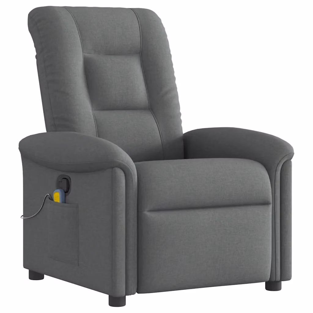 Poltrona relax reclinabile vidaXL in tessuto grigio con braccioli e struttura in legno e metallo L: 77 cm, P: 91,5 cm, H: 96 cm – 2