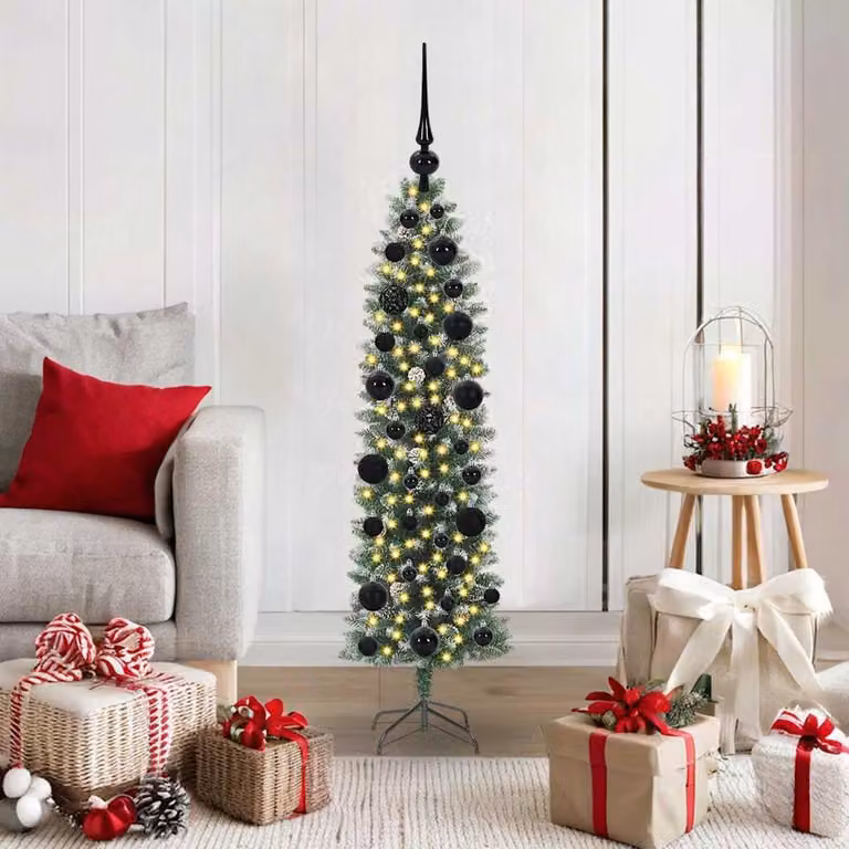 Maison Exclusive - Albero di Natale artificiale slanciato, verde e bianco, 120 cm