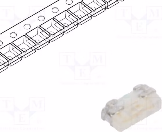 1 LED SMD blu, angolo di emissione 175°, 18 mcd, dimensioni 0,55 x 0,3 mm (0402), tensione di funzionamento 2,55 ÷ 3,15 V, corrente di funzionamento 20 mA, codice prodotto R-C230. Diodo LED SMD