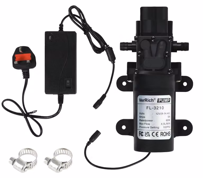 Pompe a membrana da 12V, 116 PSI, 4 litri al minuto, con interruttore di pressione e alimentatore