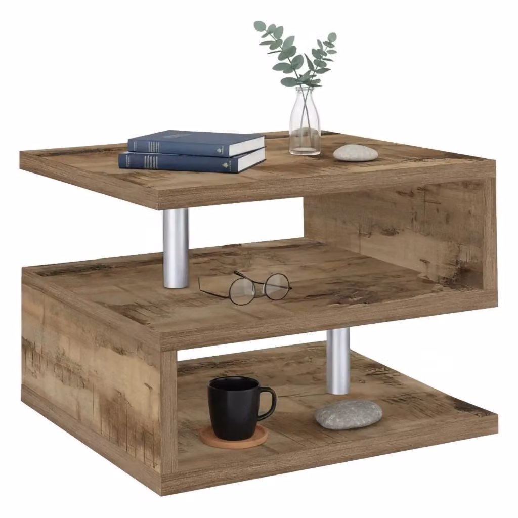 Tavolino da salotto Chanthu DMORA colore marrone con piano quadrato L: 55 cm, P: 55 cm, H: 41 cm – 2