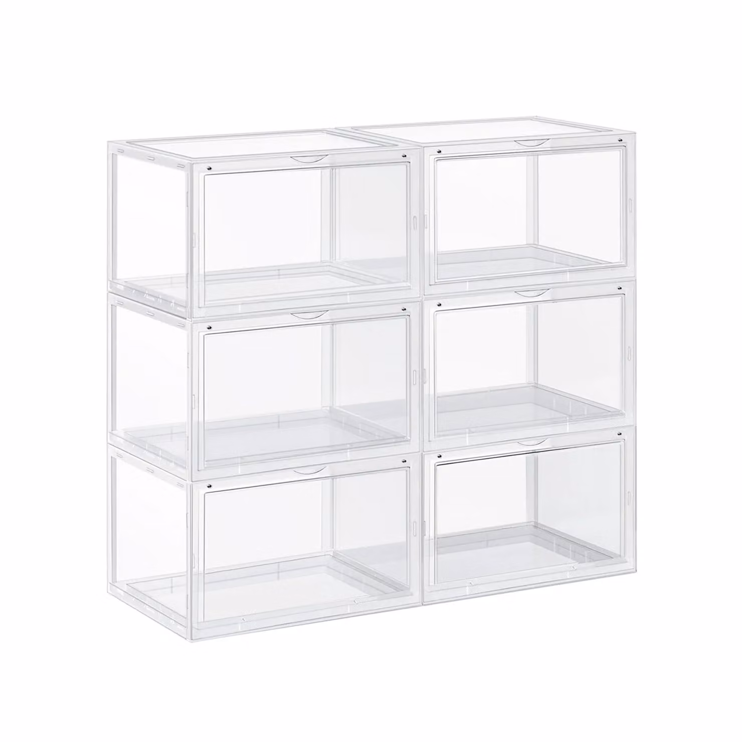 Set di 6 Scatole per Scarpe Impilabili, Bianco / 36 x 28 x 22 cm