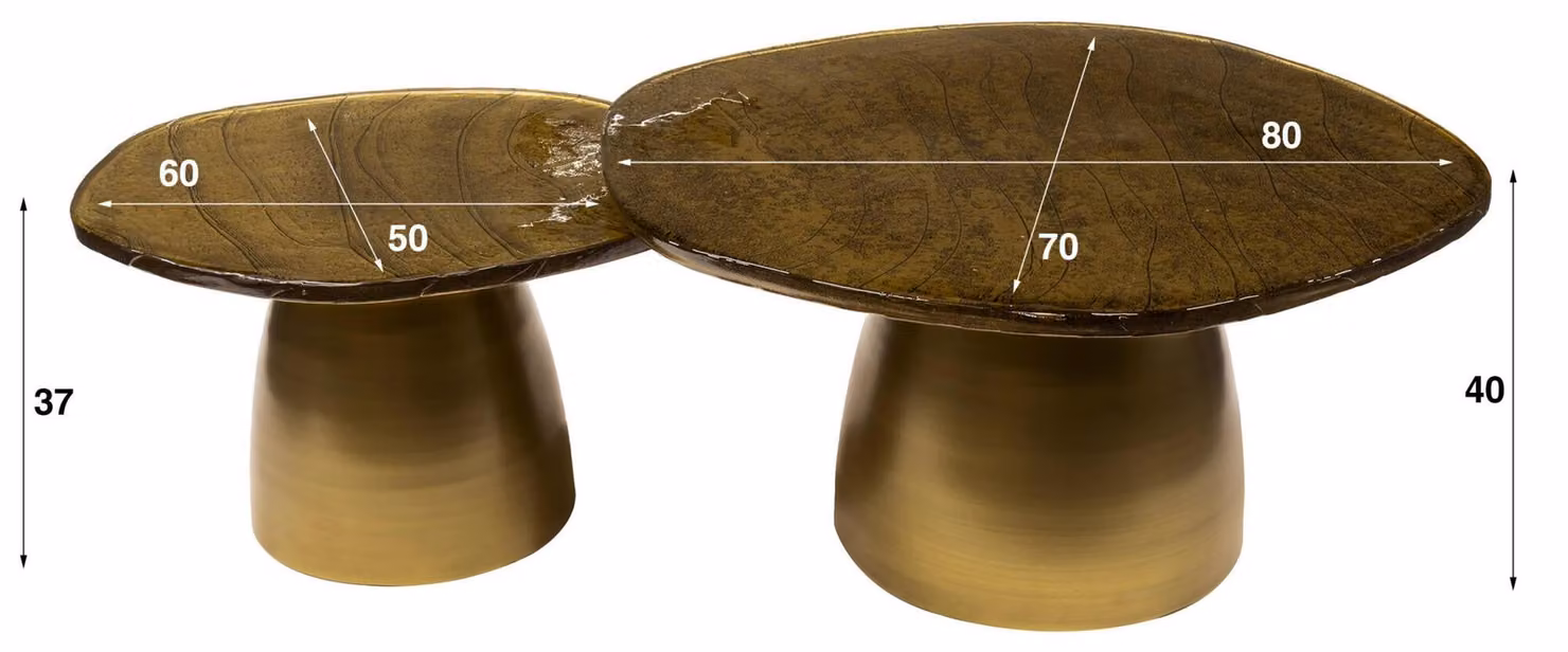 Tavolino FURNLUX Eclipse Gold 80 cm (2 pezzi) / Colore principale: oro / Dimensioni: 80 x 40 x 70 cm
