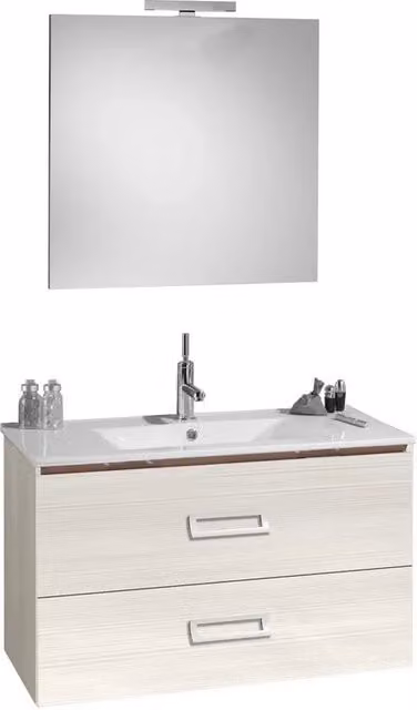 Mobile bagno sospeso 90 cm bianco matrix serie fantasy con lavabo e specchio