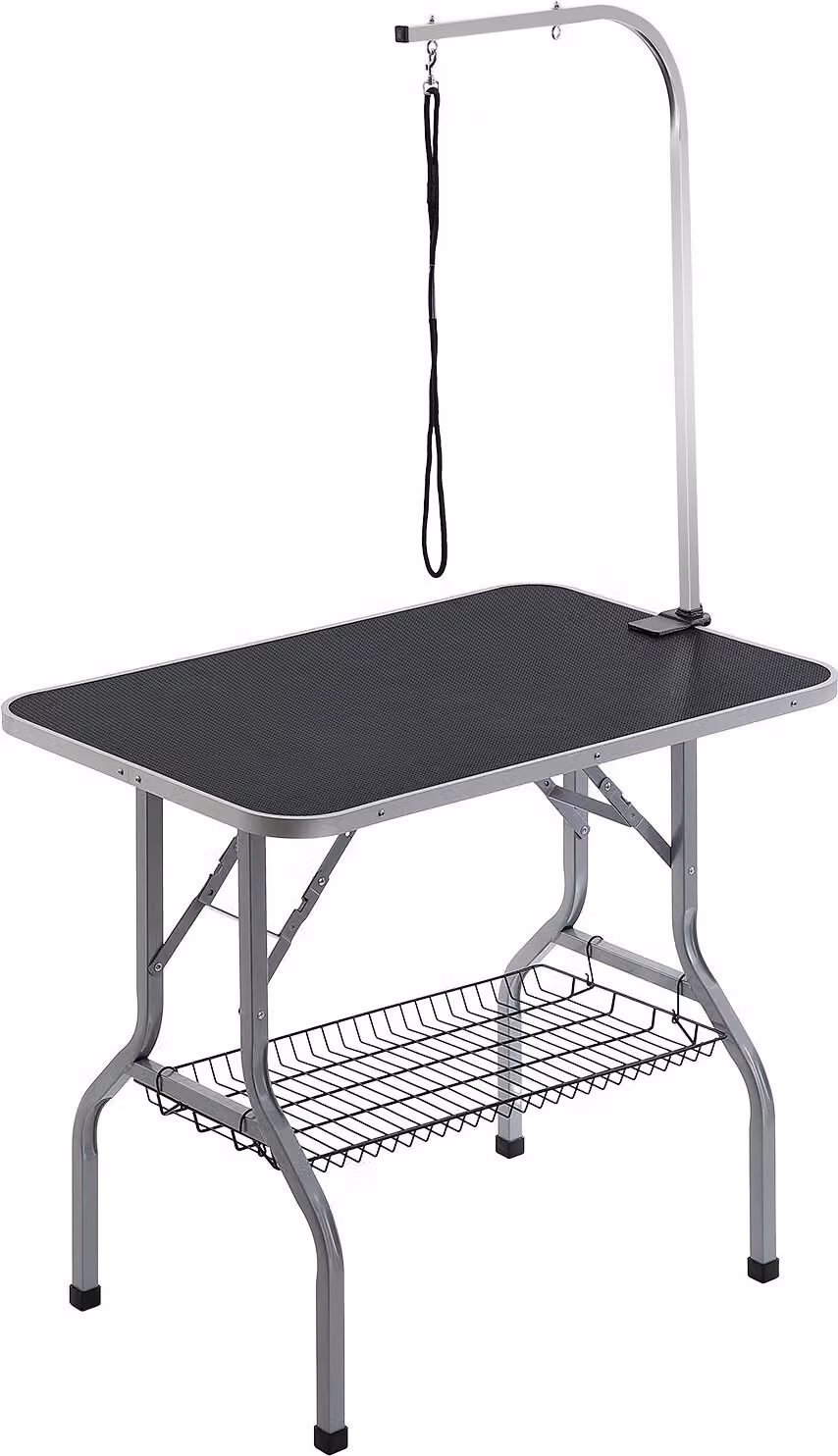 Tavolo da rifinitura 985x615x1662mm Tavolo da tosatura Acciaio inox Tavolo da toelettatura per cani Capacità di carico 150kg Tavolo da parrucchiere per cani Pieghevole Tavolo da toelettatura per animali domestici 914,4x609,6mm Desktop Ideale per il bagno