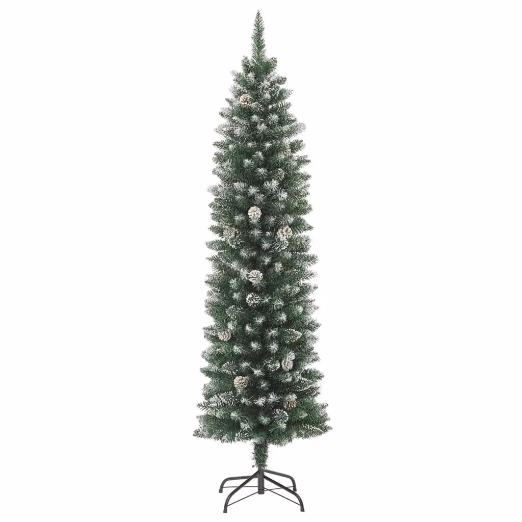 Albero di Natale Artificiale Sottile con Base 240 cm PVC