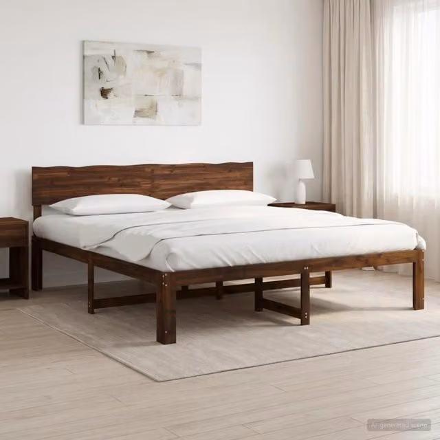 Letto matrimoniale moderno vidaXL in legno di acacia marrone scuro L/P/H: 180 x 200 x 91 cm