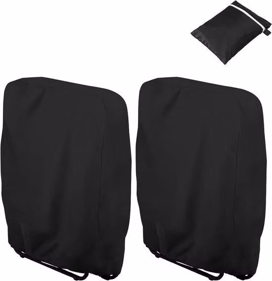 Set di 2 coperture in tessuto per mobili da giardino - coprisedute - coprimobili da giardino - coprisedute resistenti alle intemperie con tasche - 110*71*34 cm - Adatti per sedie da giardino pieghevoli - Colore: nero