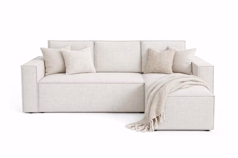 Divano ad angolo Sofello CREMONA con funzione letto e contenitore, rivestimento moderno in ciniglia CREMONA, superficie di riposo 204×144 cm
