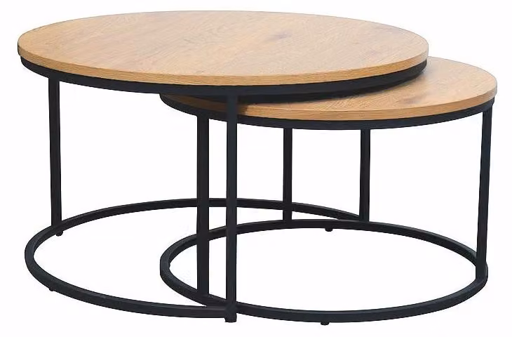 FURNLUX Tavolino Atlanta, colore marrone e nero, 80 cm (2 pezzi) / Colore principale: / Dimensioni: