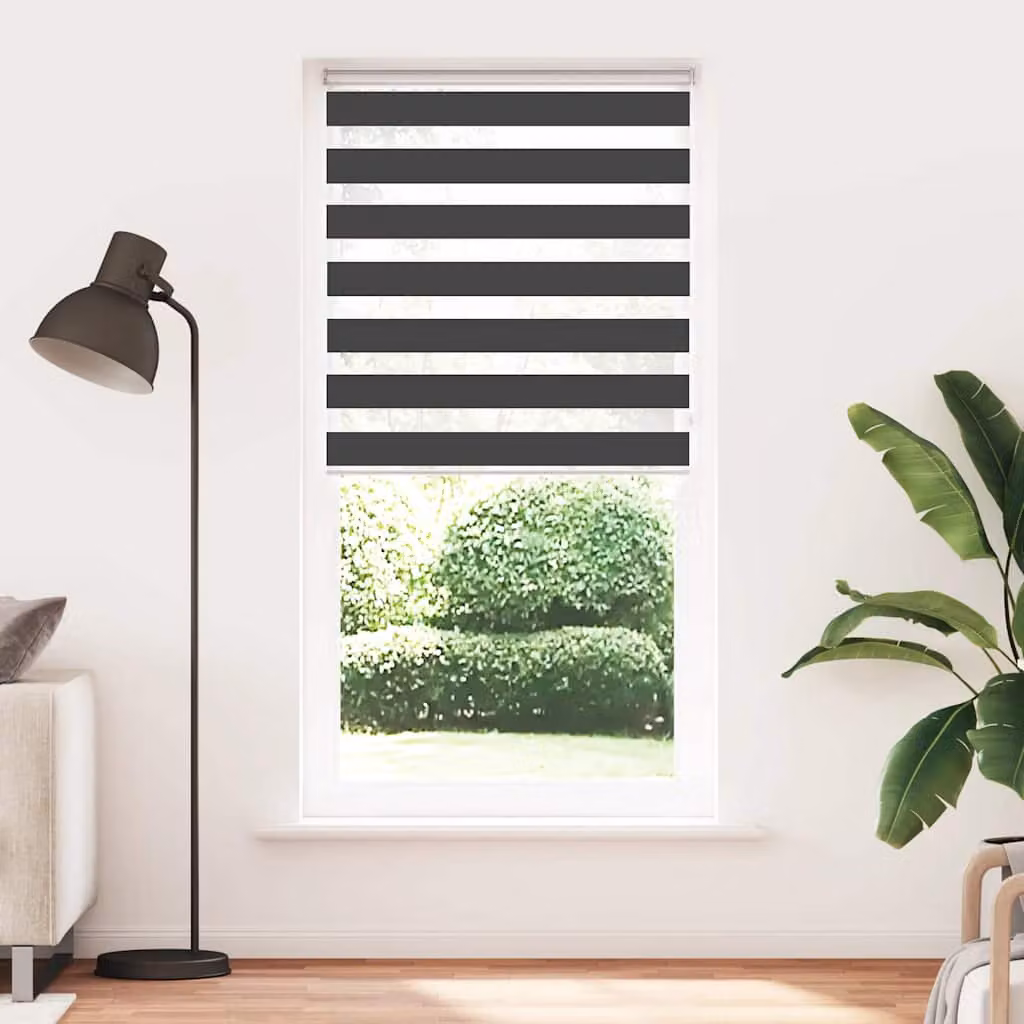 vidaXL Tenda a Rullo Zebra Nero Larghezza Tessuto 100,9 cm Poliestere