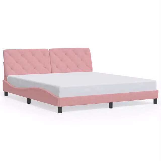 Letto matrimoniale | Letto per adulti | Giroletto senza Materasso Rosa 180x200 cm in Velluto