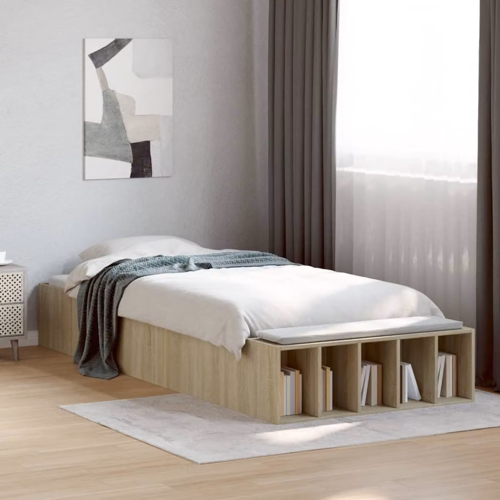 Giroletto vidaXL in legno multistrato color rovere sonoma con doghe fisse, L/P/H: 190 x 90 x 215,5 cm