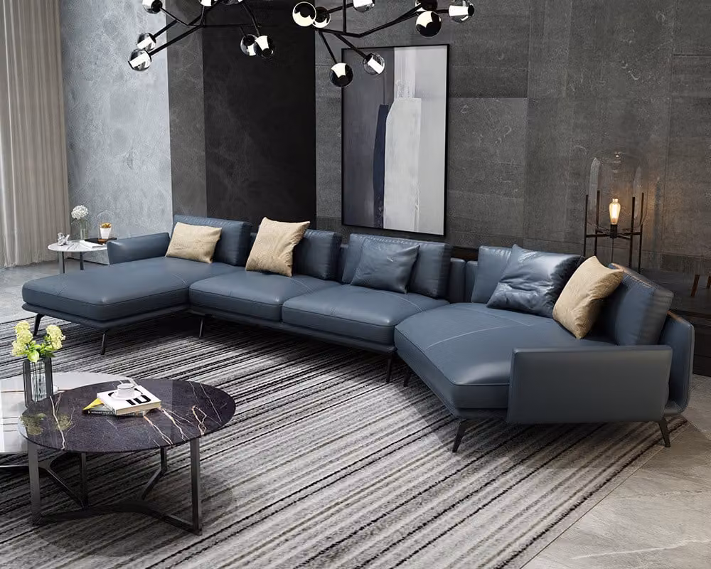 Italienische Möbel Wohnzimmer Ecksofa Couch Polster Luxus Sofa Eckgarnitur Leder