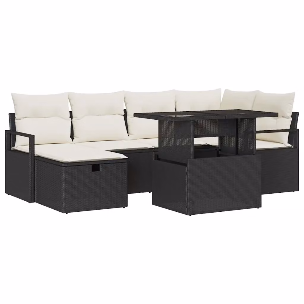 Set Divano da Giardino vidaXL 6 pz in Polyrattan con Cuscini e Tavolino da Esterno a Forma di L – 2