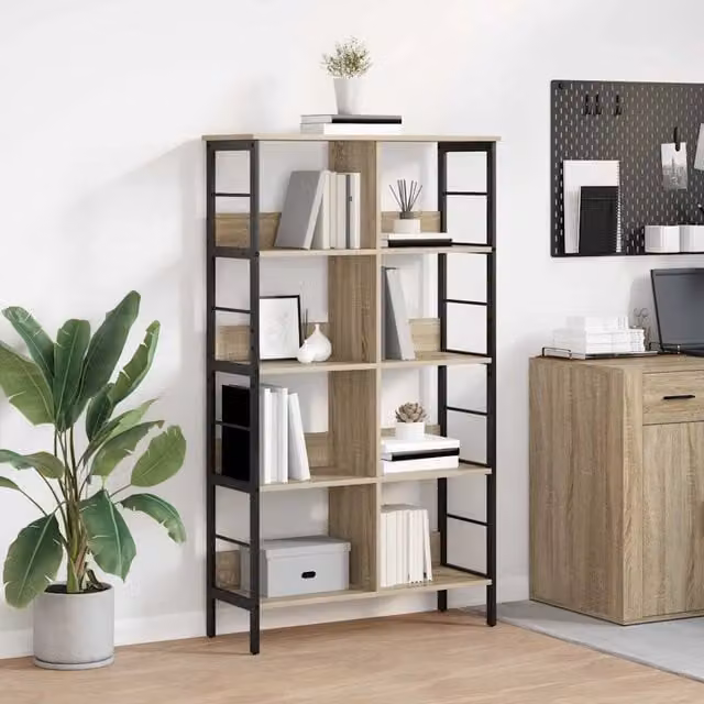 Libreria Scaffale in Stile Industrial vidaXL in Legno e Metallo, Colore Marrone, L 82 x P 32 x H 144,5 cm