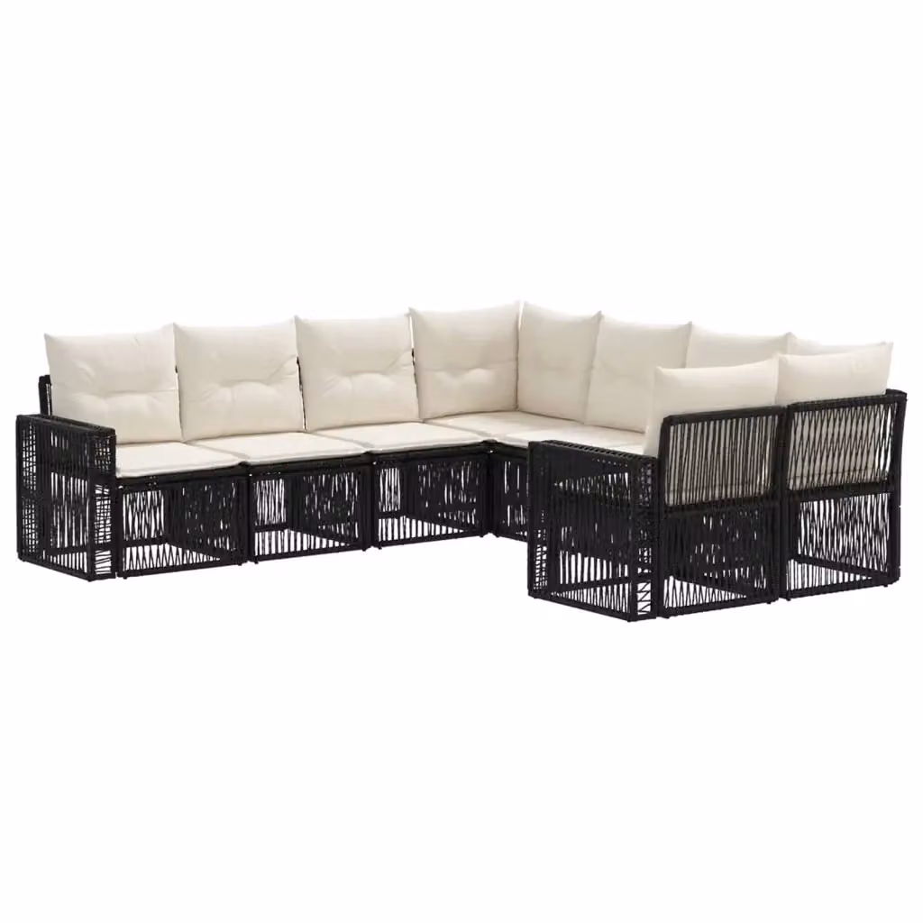 Set Divano da Giardino Moderno vidaXL da 8 Posti con Cuscini e Struttura in Acciaio Verniciato a Polvere Disponibile in Nero, Bianco o Beige – 2