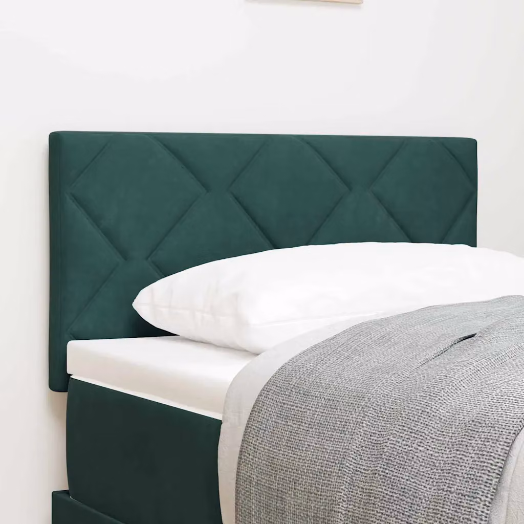 Testiera per letto vidaXL in velluto verde scuro con illuminazione LED integrata e porta di ricarica USB, Larghezza: 80 cm